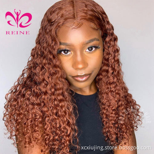 27  curly Honey Blonde Wig 4*4 closure  Human Hair Wigs Brazilian kinky curly Lace Closure Frontal wig For Black Women